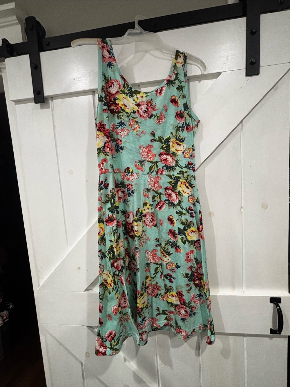 Floral Mint Sleeveless A-Line Dress Women’s L